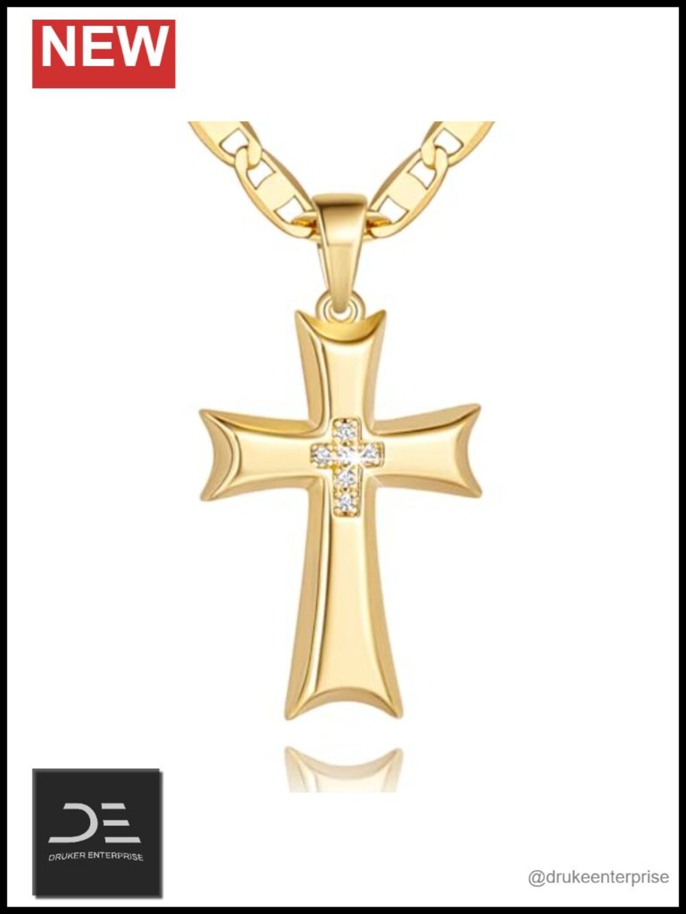Women's Delicate Dainty 14k Gold Plated Cross Necklace Chain Faith Jewelry
